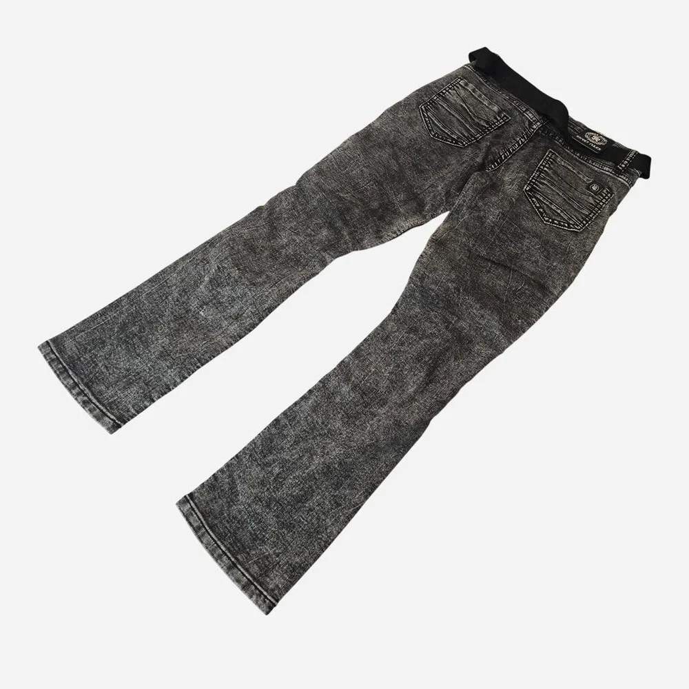 Street Rules Ripped Black denim jeans American flag kids- 12